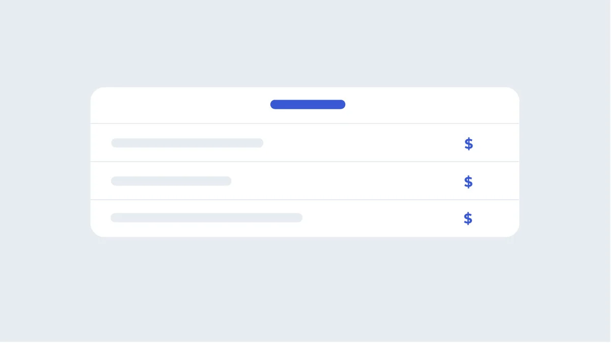 Pricing table